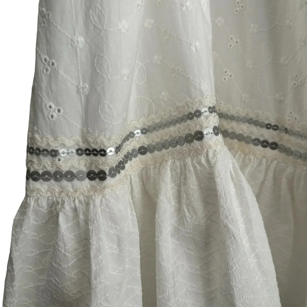 NWT Venezia Embroidered Sequin Skirt Size 20 Lined Eyelet Cottagecore Prairie